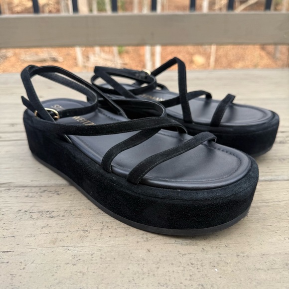 Stuart Weitzman Summerlift Flatform Sandals in black suede size 8.5 - Picture 4 of 14
